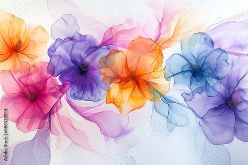 Creative image of pastel blue Hydrangea flowers on artistic ink background. Top view with copy space