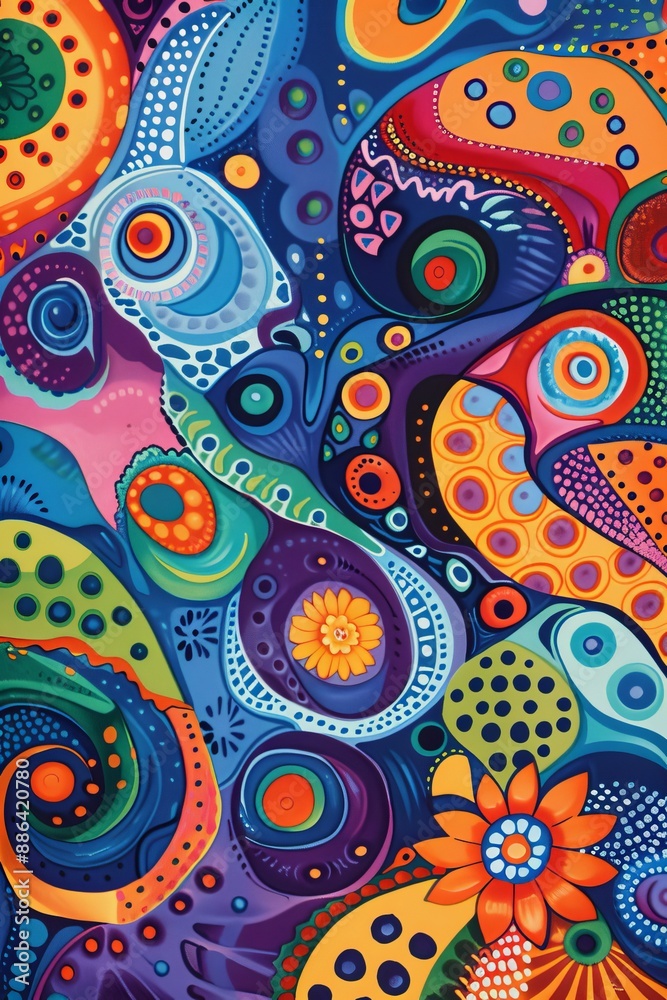 Fototapeta premium Vibrant Abstract Pattern with Circles and Swirls Patterns