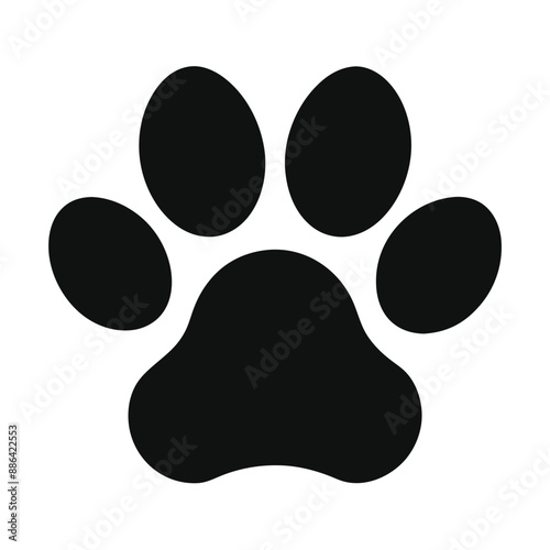 Dog or cat paw icon vector silhouette on white background 