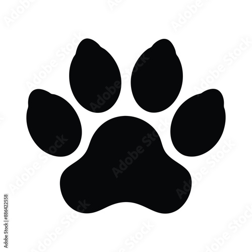 Dog or cat paw icon vector silhouette on white background 