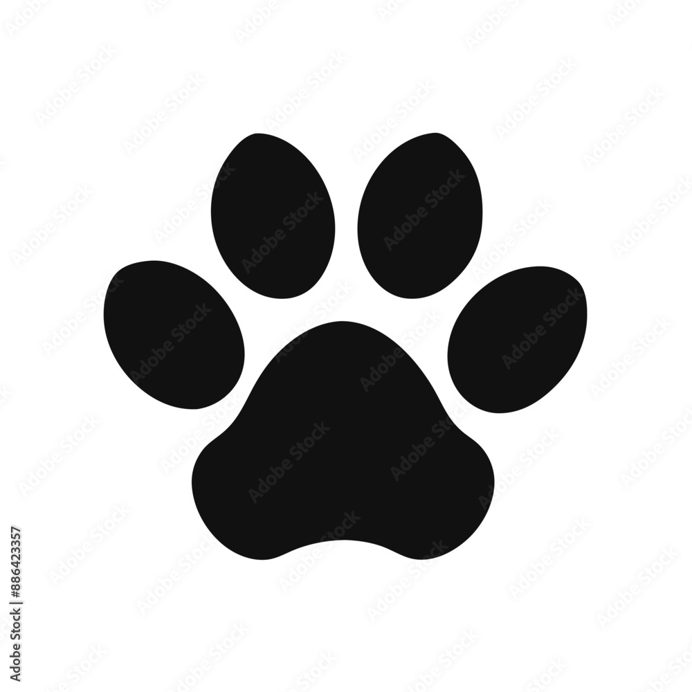 Dog or cat paw icon vector silhouette on white background Dog or cat paw icon vector silhouette on white background