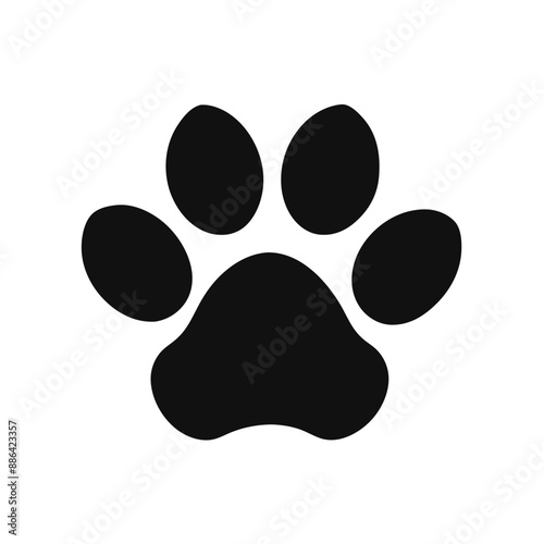 Dog or cat paw icon vector silhouette on white background 