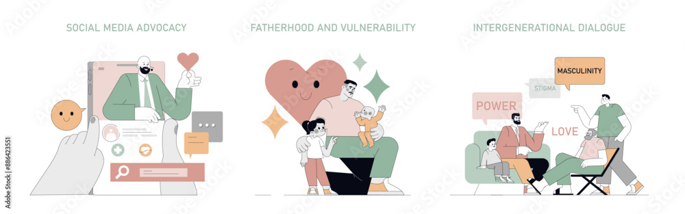 Fototapeta premium male vulnerability. Flat Vector Illustration