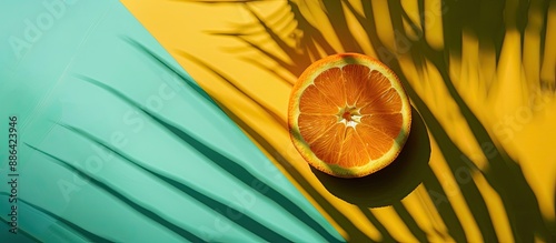 Sliced orange on vibrant ba...
