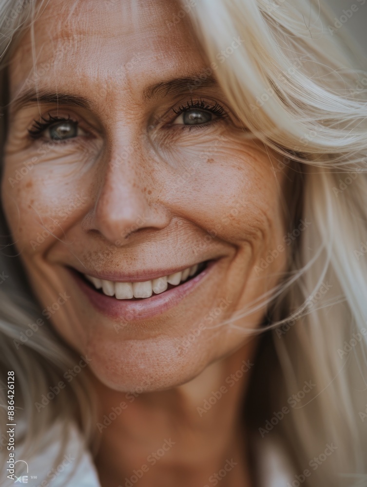 A close-up shot of a woman with blonde hair, ideal for use in beauty and lifestyle contexts A close-up shot of a woman with blonde hair, ideal for use in beauty and lifestyle contexts