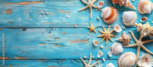 Blue wooden background with...