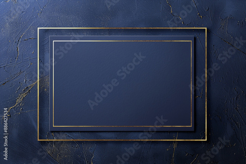 Navy blue background with a thin gold line framing a space for text