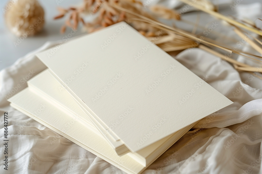 Fototapeta premium stack of blank soft cream card