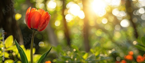 A tulip set against a brigh...