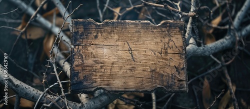 A spooky wooden plaque rest...