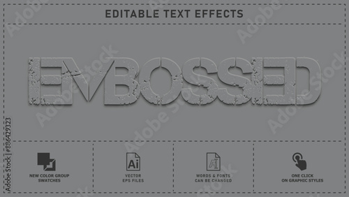 Embossed editable text effects. vector eps files.