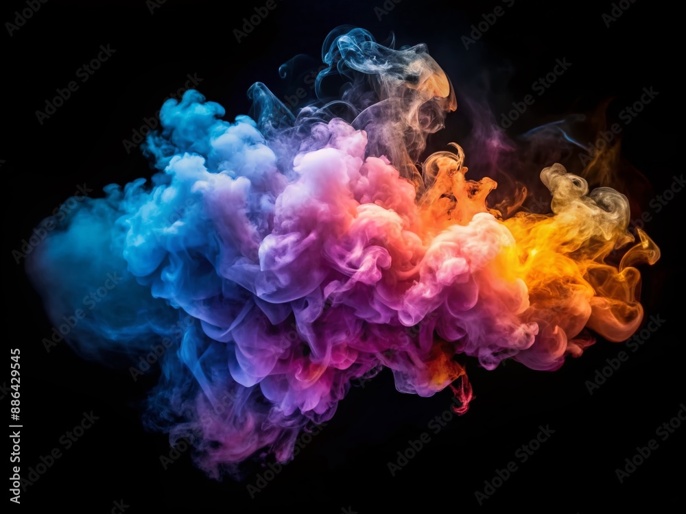 Realistic blurred smoke effect on a black background, perfect for overlaying on various design projects, promo, trailer, titles, text, and opener backdrops.