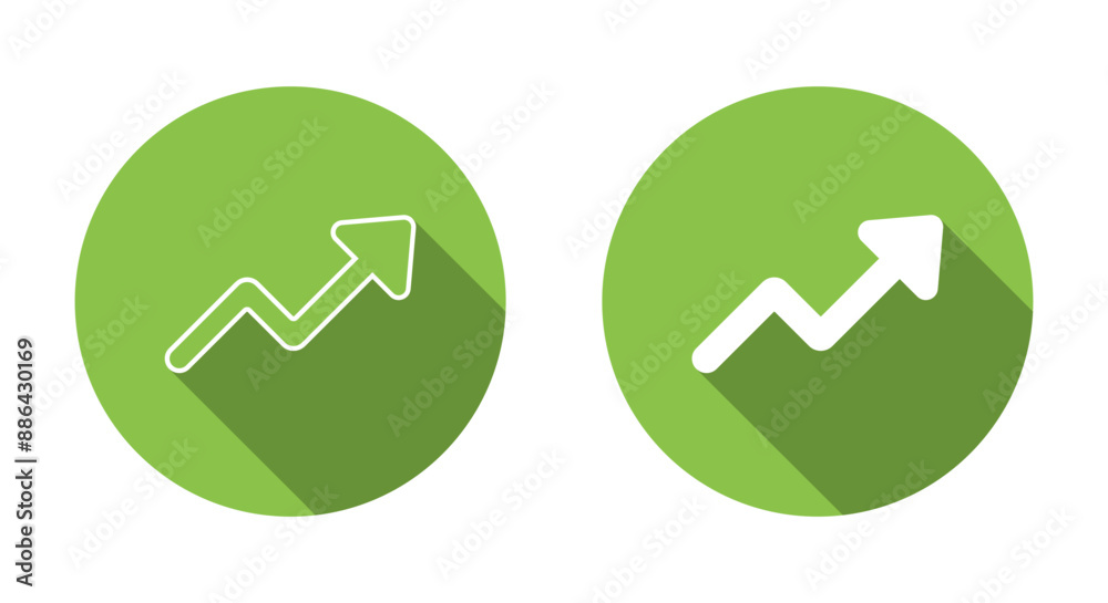 Increase arrow icon with long shadow. Zigzag up arrows concept Increase arrow icon with long shadow. Zigzag up arrows concept