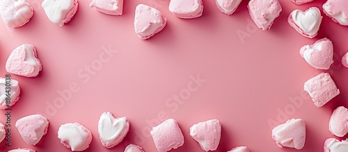 Pink background with marshm...