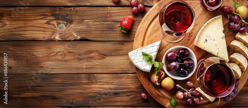 Wooden background with red ...