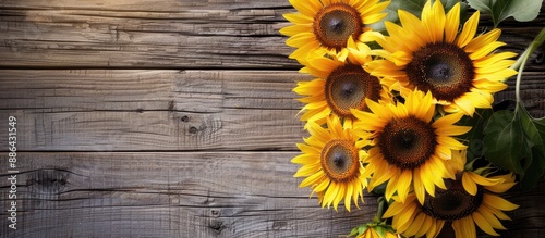 Sunflowers displayed agains...