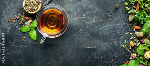 Top view of herbal tea disp...