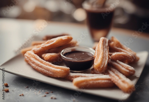 crispy churros dusted with cinnamon sugar, served with a chocolate dipping sauce