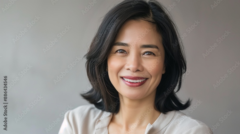 Portrait of a Smiling Southeast Asian Middle Aged Woman for Professional Use in Corporate, Healthcare, or Lifestyle Publications Portrait of a Smiling Southeast Asian Middle Aged Woman for Professional Use in Corporate, Healthcare, or Lifestyle Publications