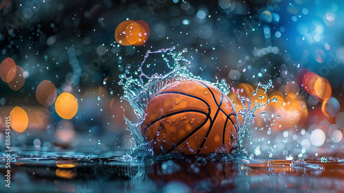 Wallpaper Mural basketball with a colorful water splash in the background Torontodigital.ca