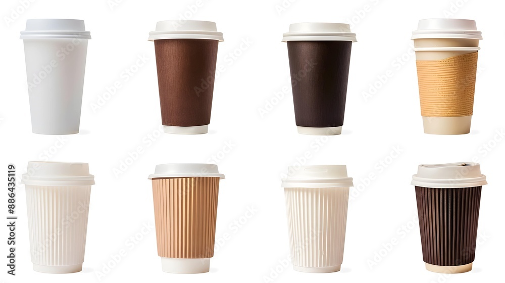 custom made wallpaper toronto digitalSet of different recyclable coffee cups on isolated background - protect nature concept 
