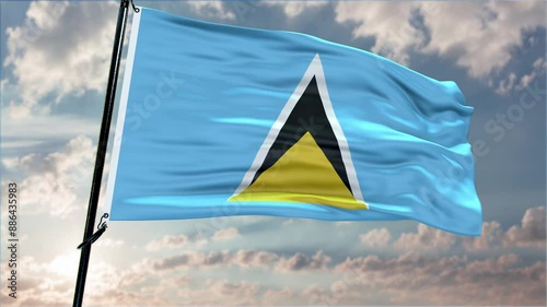 Saint Lucia flag background realistic waving in the wind 4K photo