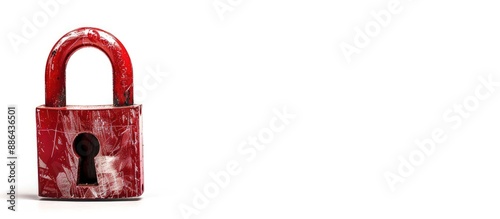 Red padlock isolated on a w...