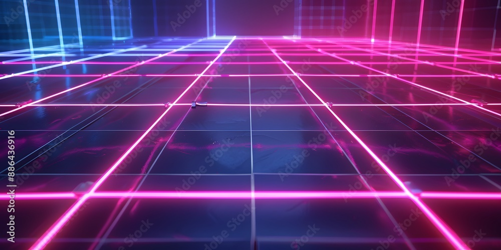 Perspective Glowing Neon Grid Abstract Futuristic Design Perspective Glowing Neon Grid Abstract Futuristic Design