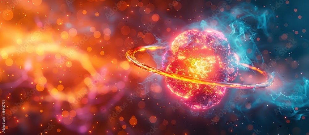 Fiery Cosmic Sphere with a Golden Ring