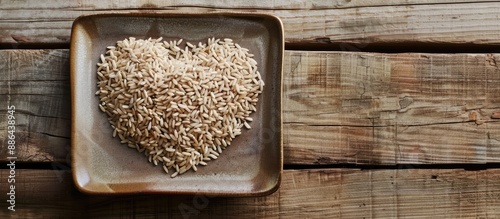 Heart shaped brown rice on ...