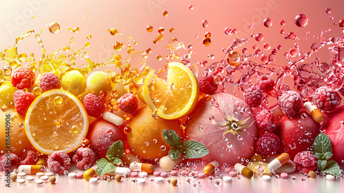 Fototapeta Naklejka Na Ścianę i Meble -  A vibrant and colorful explosion of fruit