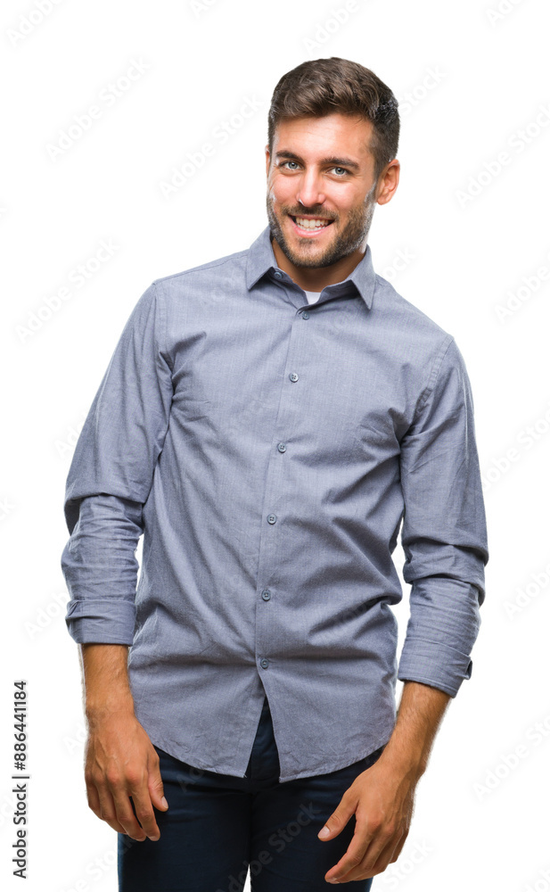 Young handsome man over isolated background looking away to side with smile on face, natural expression. Laughing confident. Young handsome man over isolated background looking away to side with smile on face, natural expression. Laughing confident.