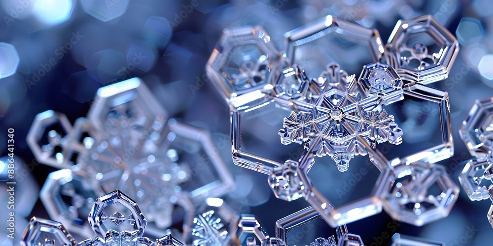Hexagonal Snowflakes with Delicate and Detailed Patterns Hexagonal Snowflakes with Delicate and Detailed Patterns