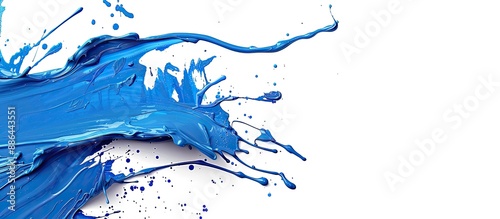 A blue paint splash on a wh...