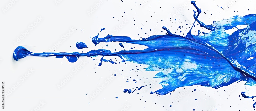 A blue paint splash on a white background with ample copy space image A blue paint splash on a white background with ample copy space image