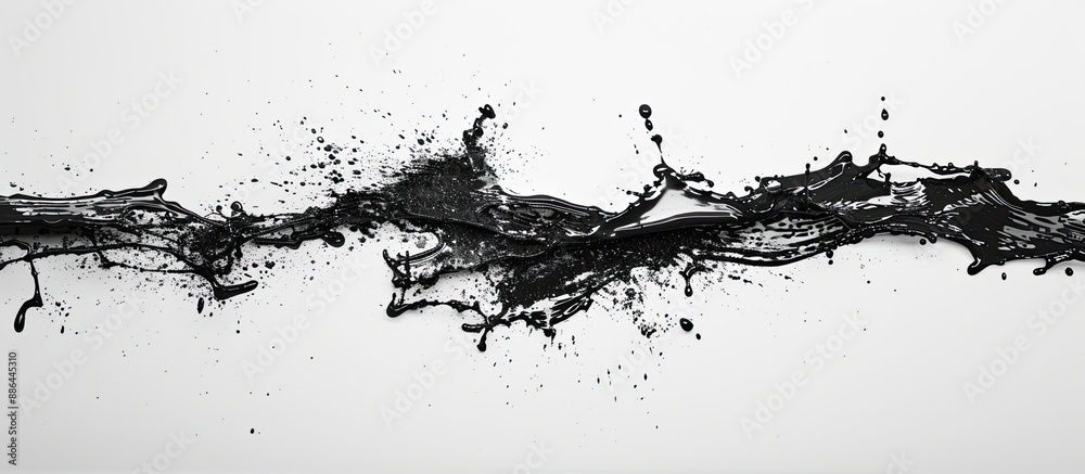 Naklejka premium A black substance slowly expands across a clean white surface leaving ample room for an overlaying image