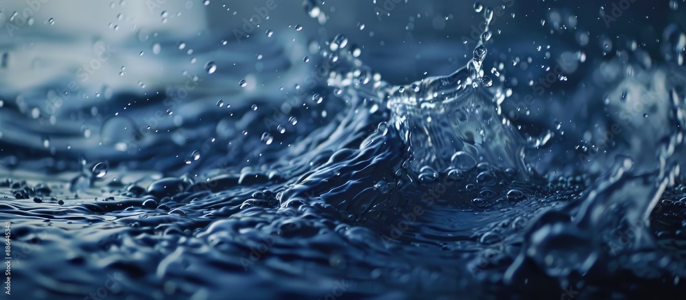 Close up shot of a dark blue water splash with a copy space image included Close up shot of a dark blue water splash with a copy space image included