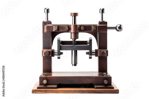 A Vintage Copper and Steel Press Machine Isolated on a White Background on a White or Clear Surface PNG Transparent Background