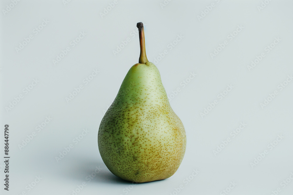 A green pear with a perfectly smooth surface, captured on a white background. A green pear with a perfectly smooth surface, captured on a white background.
