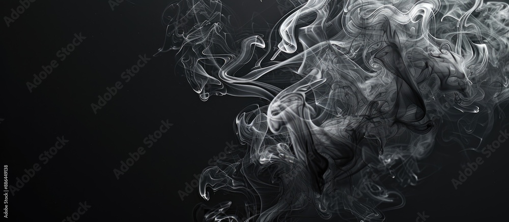 Voluptuous swirls of smoke on a sleek black backdrop provide an elegant copy space image Voluptuous swirls of smoke on a sleek black backdrop provide an elegant copy space image