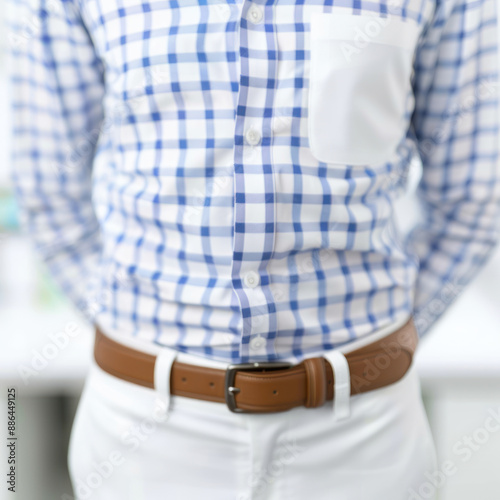 Imitative presentation of stomach pain selective focus, dynamic, manipulation, clinic backdrop