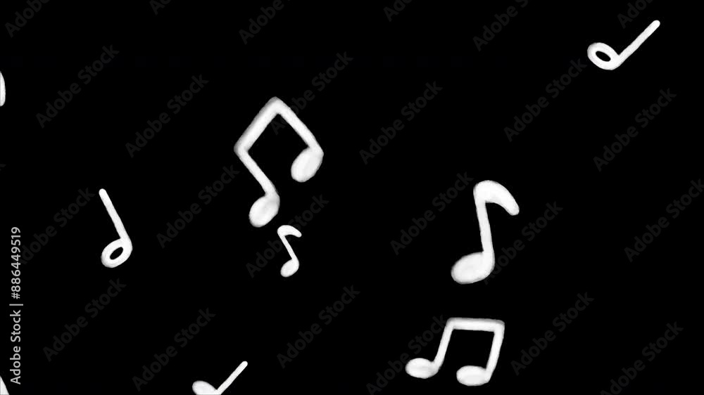 Musical notes flying from center, Musical notes streaming up in melody animation overlay on Alpha Channel Background Musical notes flying from center, Musical notes streaming up in melody animation overlay on Alpha Channel Background