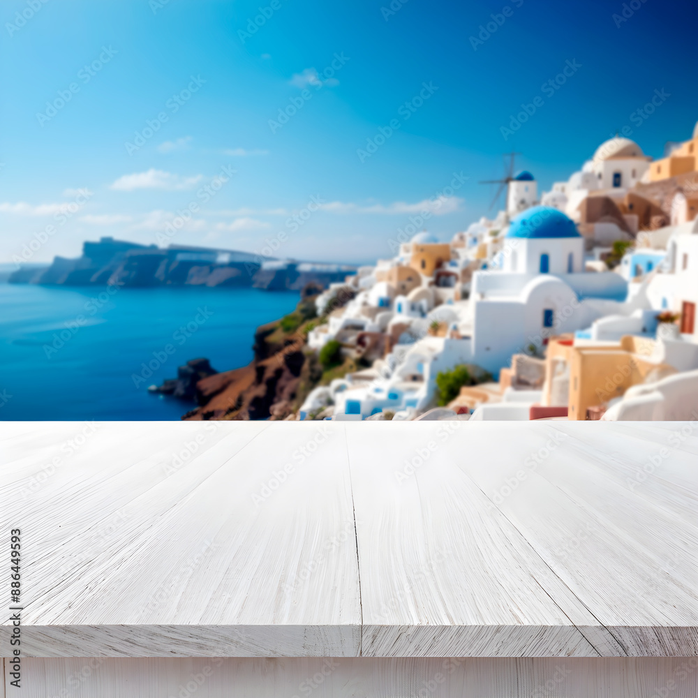 Fototapeta premium The empty wooden table top for your product with blurred beautiful background
