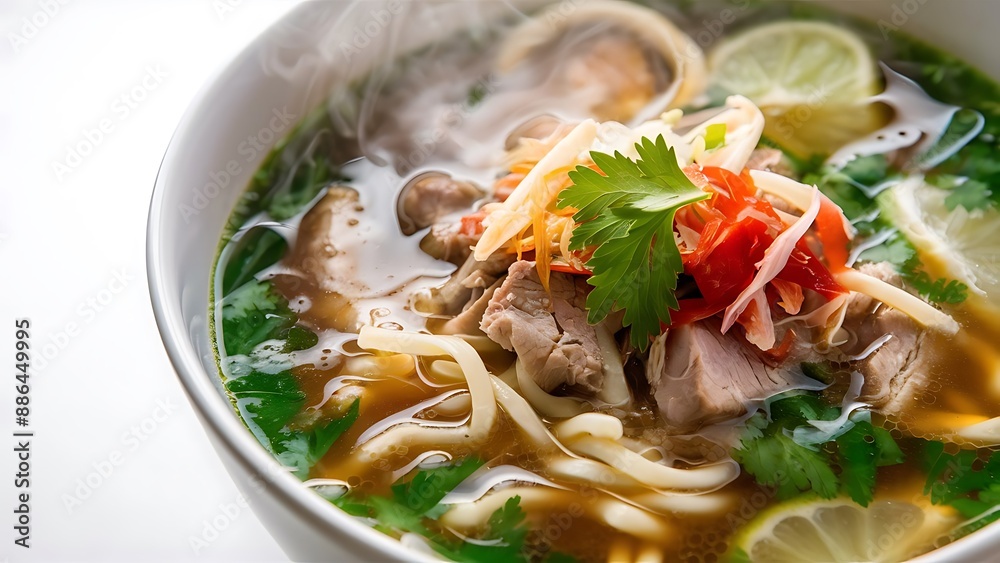 Delicious Pho without spring onion isolated on white background Delicious Pho without spring onion isolated on white background