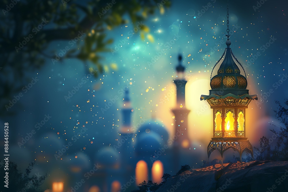 Fototapeta premium islamic mosque muslims for prayers illustration.