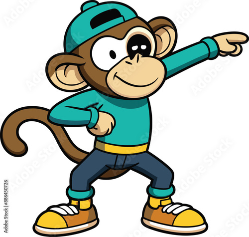 cute cartoon monkey dancing vector illustration isolated on a white background, 