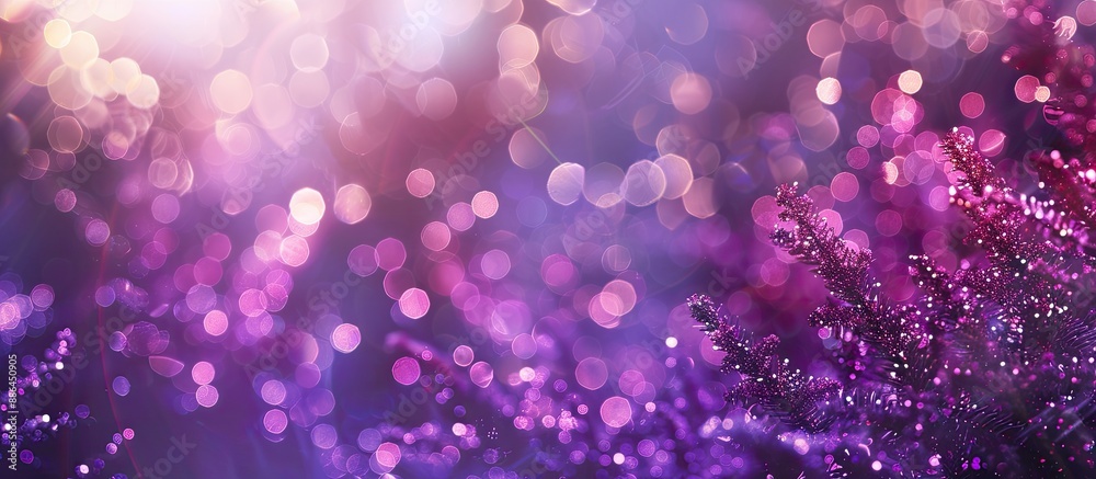 Bokeh background with purple glitter lights creating a festive Christmas atmosphere on a copy space image Bokeh background with purple glitter lights creating a festive Christmas atmosphere on a copy space image