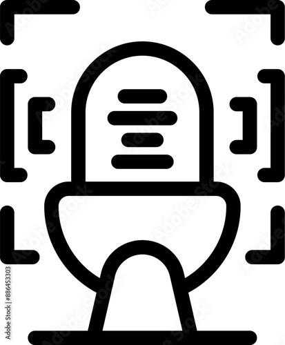 Simple icon of a microphone recording audio with a futuristic sound scanner detecting voice