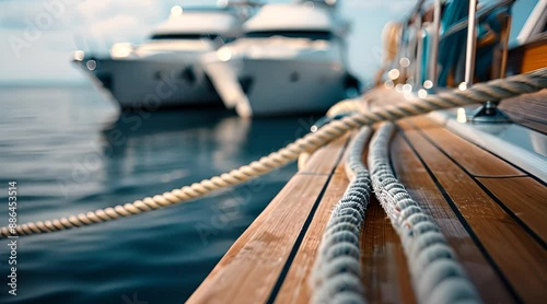 Close-up of the rope and dock on a yacht. Generate AI Video