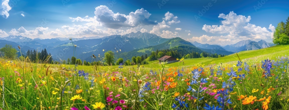 Fototapeta premium Alpine Meadow in Full Bloom
